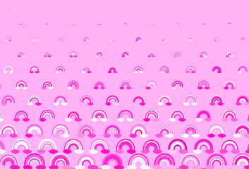 Light Pink vector texture with rainbows, clouds.