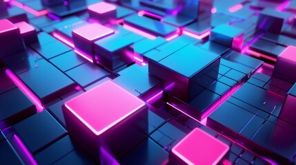 Abstract geometric shapes with neon lighting and a modern look