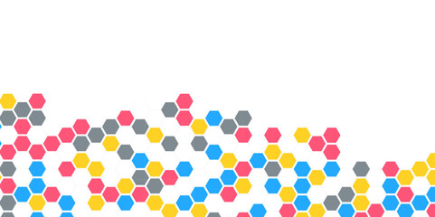 Abstract cube hexagon shape background. Vector banner design. Hexagons pattern. Geometric abstract background with simple hexagonal elements.