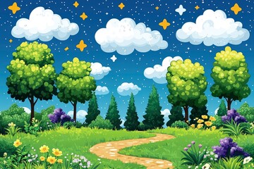 Enchanting Nighttime Forest Path