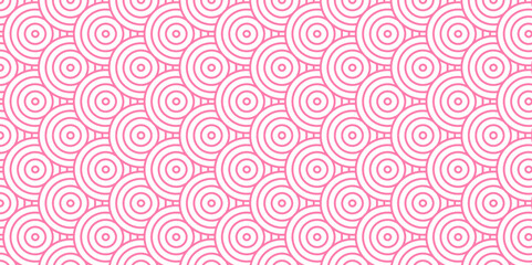 Vector overlapping Pattern Minimal diamond geometric pink color spiral line waves abstract wave line. seamless pink tile stripe overlap creative retro circle line fabric pattern white background.