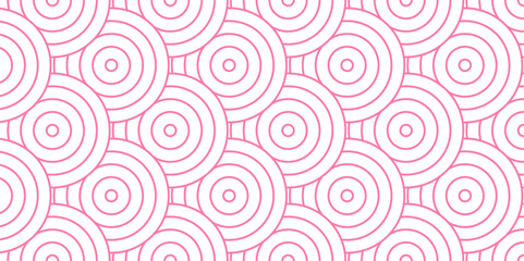 Vector overlapping Pattern Minimal diamond geometric pink color spiral line waves abstract wave line. seamless pink tile stripe overlap creative retro circle line fabric pattern white background.