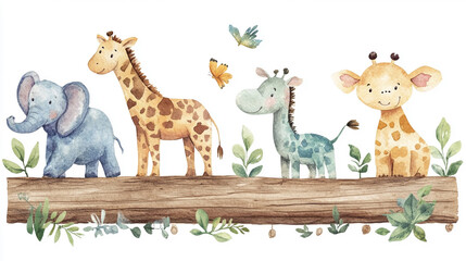 Paint watercolors and safari animals.