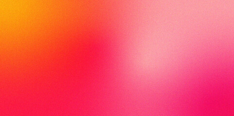 Retro Red to Orange Gradient Background. Bright red pink gradient blurred background poster. Ombre gradient. Orange atoll color. Noise grain rough grungy. Matte shimmer metallic. Orange light grainy.