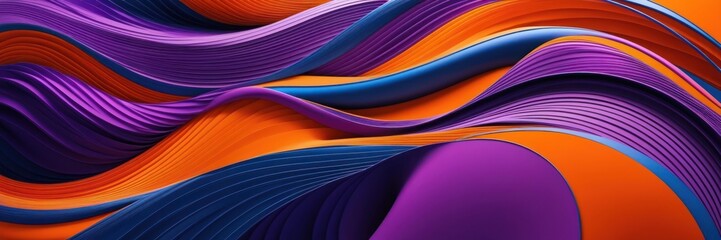 A vibrant and dynamic abstract paper art composition with fluid waves in blue, orange, and purple. High-resolution 8K HDR image showcasing modern and aesthetic design.