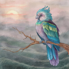 A parrot is a vibrant, intelligent bird known for its colorful feathers, curved beak, and remarkable ability to mimic sounds. These social creatures are often seen in playful flocks.