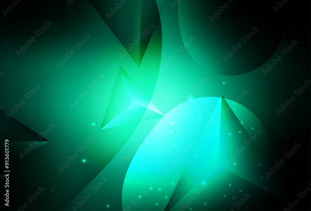 Wall mural dark green vector glitter abstract illustration with connection of triangle structure.