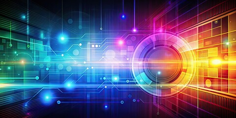 Fototapeta premium Abstract technology background with digital elements and vibrant colors, technology, background, digital, abstract