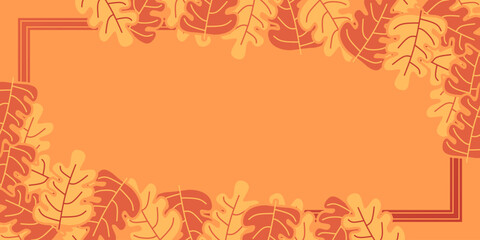 autumn frame abstract floral background with leaves, hand drawing. Creative illustration for poster, cover, greeting, card, promotion.