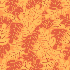 autumn seamless pattern abstract floral background with leaves, hand drawing flat color.