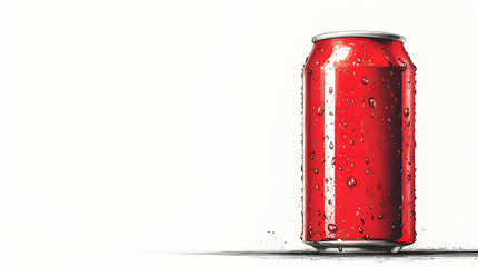 Fototapeta premium Watercolor painting of aluminum red soda can on white background. High resolution photo. Realistic bottle drink clipart template pattern. Mockup for artwork graphic design. Can be put logo, design.