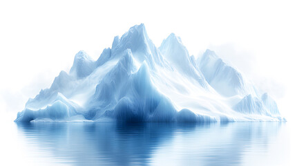 Iceberg Painting floating in arctic ocean. Icebergs melt due to climate change and melting glaciers at dawn. 3D illustration and digital painting. Realistic  landscape nature clipart template pattern.