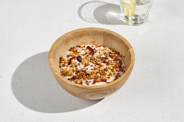 Delicious Smoothie Bowl with Dates, Wild Rice, and Granola for a Healthy Breakfast