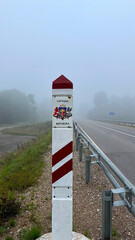Border post on the border of the Republic of Latvia