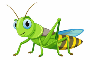 Grasshopper Cartoon cartoon, Vector illustration on a white Background.