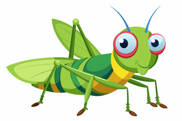 Grasshopper Cartoon cartoon, Vector illustration on a white Background.