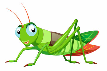 Grasshopper Cartoon cartoon, Vector illustration on a white Background.