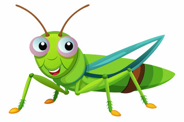 Grasshopper Cartoon cartoon, Vector illustration on a white Background.
