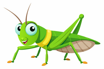 Grasshopper Cartoon cartoon, Vector illustration on a white Background.