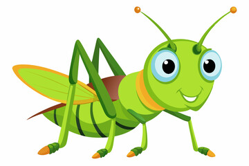 Grasshopper Cartoon cartoon, Vector illustration on a white Background.