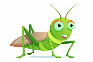 Grasshopper Cartoon cartoon, Vector illustration on a white Background.
