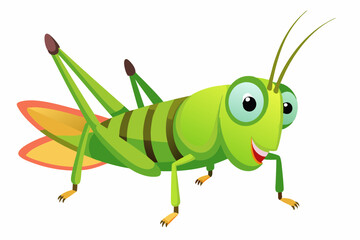 Grasshopper Cartoon cartoon, Vector illustration on a white Background.