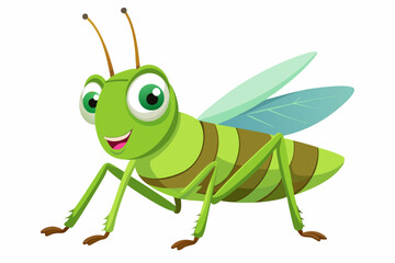 Grasshopper Cartoon cartoon, Vector illustration on a white Background.