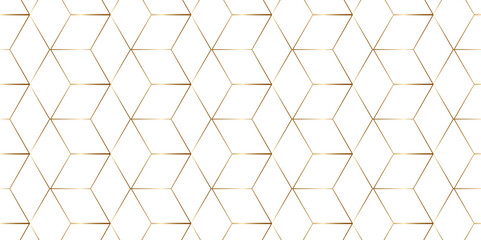 Abstract hexagonal futuristic geometric backdrop White background and embossed hexagon , honeycomb gold cube hexagon concept design abstract technology background vector wallpaper.