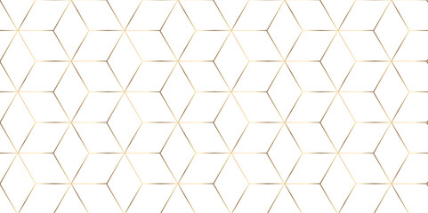 Abstract hexagonal futuristic geometric backdrop White background and embossed hexagon , honeycomb gold cube hexagon concept design abstract technology background vector wallpaper.