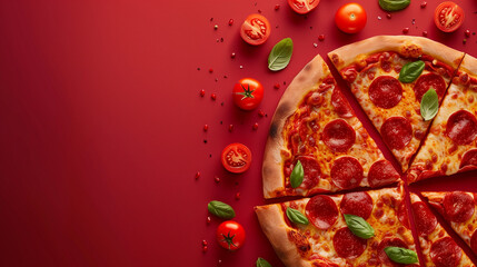 Fototapeta premium captivating pizza advertising banner background with copy space for text