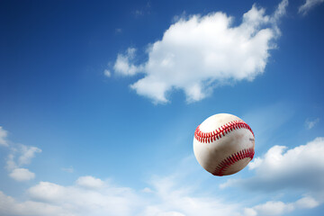 A baseball is capture in mid-flight. Great for anything relating to baseball or sports in general
