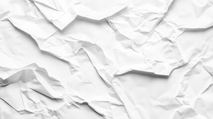 Obraz premium White crumpled paper texture background with space for text or design. Simple blank white poster, sticker template. Isolated on white background