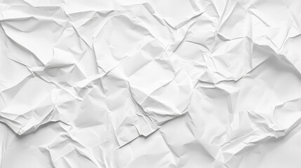 Obraz premium white crumpled paper texture, blank poster background with creases and folds on white isolated background