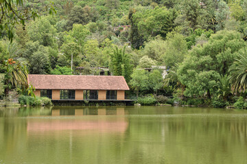 Fototapeta premium Landscape of lagoon in the town of Guelatao Oaxaca, Mexico
