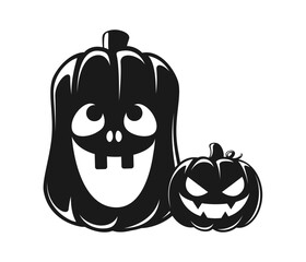 Jack O Lanterns Silhouette, Cute Fun Halloween Pumpkins, Creepy Spooky Scary Decorations