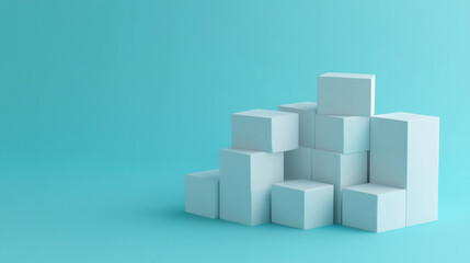 Obraz premium Orderly Stacked Boxes on Plain Light Blue Backdrop