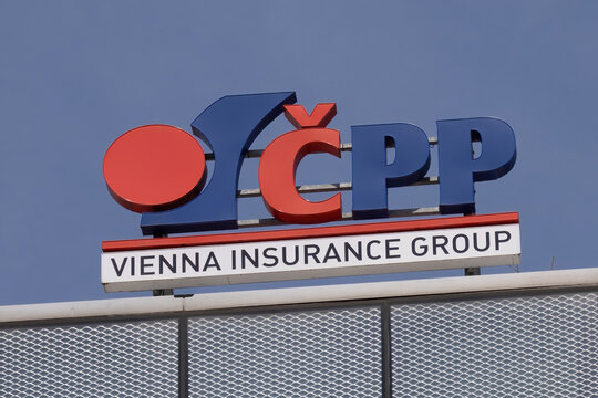 CPP, or Czech Business Insurance logo on their office for Ostrava. Part of Vienna Insurance Group.