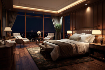 a comfortable high class hotel room 