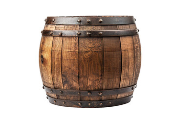 Fototapeta premium Rustic Wooden Barrel Set Against a Softly Lit Background Evoking Vintage Charm and History on Transparent PNG Background.