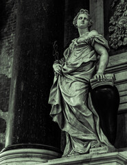 Statue on sarcophagus of Venice doge in Basilica dei Santi Giovanni e Paolo