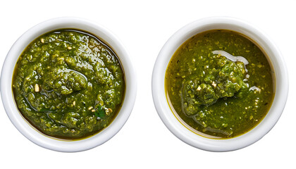  White Bowl with Argentinian Chimichurri Sauce (Side and Top View) – A white bowl with Argen_1(342)