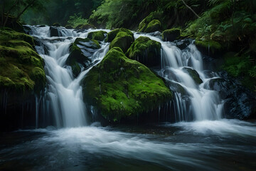 Fototapeta premium Beautiful cascade waterfall in a jungle