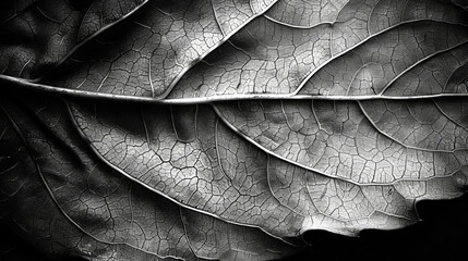 Macro shot of a leaf vein - The detailed structure and pattern of a leaf's veins.