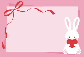 valentine vector background with a rabbit with a red heart for banners, cards, flyers, social media wallpapers, etc.