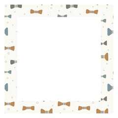 Frame with bow tie or ribbon. Perfect as a photo frame, for scrapbooking, postcards, posters, invitation cards.