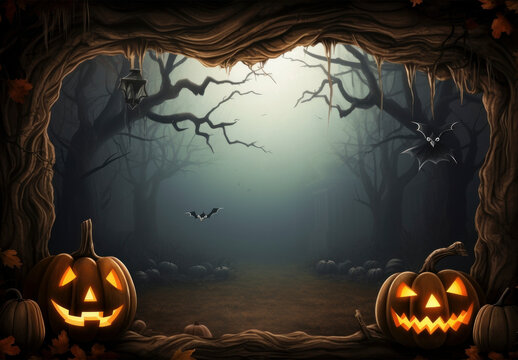 Hallween Frame Background Mockup With Generative AI