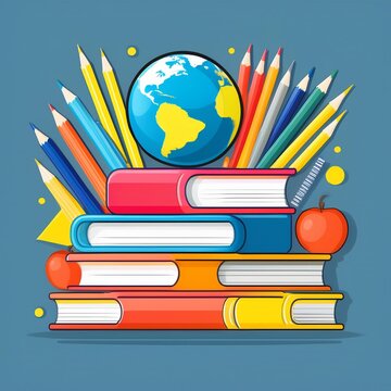 sac a dos et mat&eacute;riel scolaire pour la rentr&eacute;e des classe en dessin ia