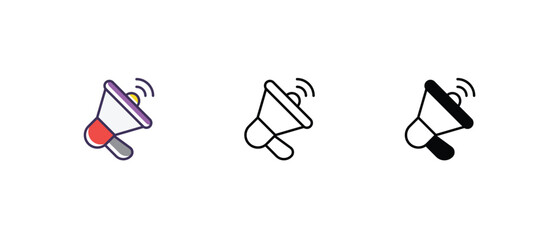 Megaphone Icons set thin line and glyph vector icon illustration