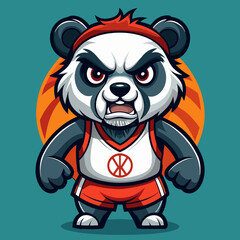 panda basketball cartoon mascot