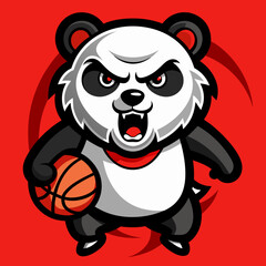 panda basketball cartoon mascot